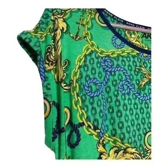 Anne Klein oversized, flowy, Kelly Green, status print top-size small - Picture 4 of 7